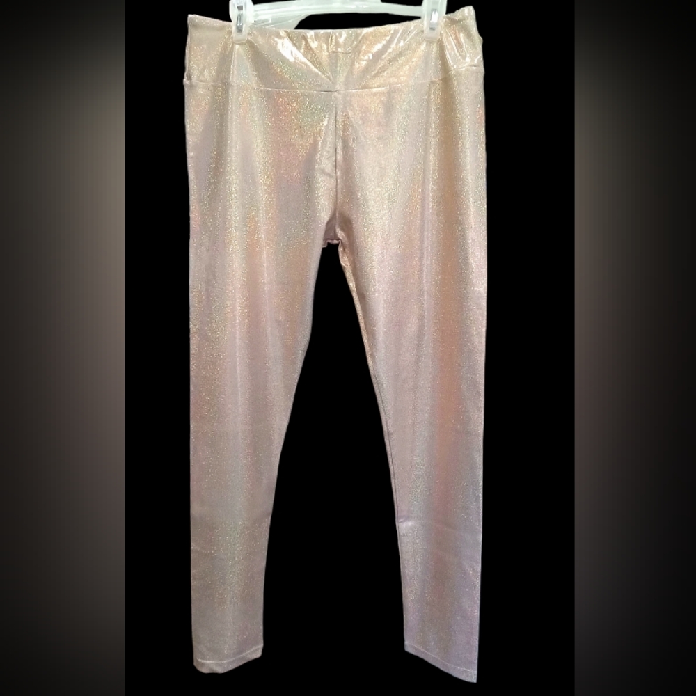 NWOT Leggings Champagne Gold (shiny)"Do What You Want" Sz XL (pics for measure)